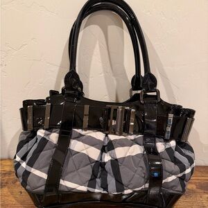 Burberry Black and Gray Checkered Shoulder Bag